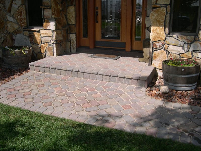 Paver Front Door Step by Sheridan Lawn and Landscaping, LLC